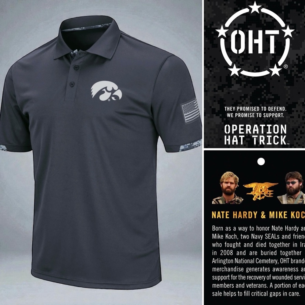 Iowa Hawkeyes OHT Charcoal Military Appreciation Digital Camo Polo Big Tall 3XT